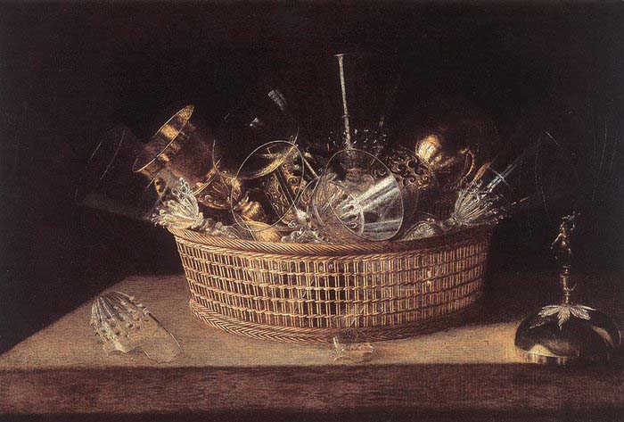 Still-Life of Glasses in a Basket